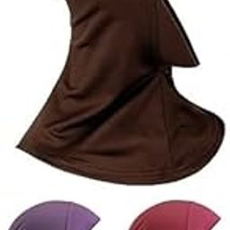 Pieces Modal Hijab Cap Adjustable Muslim Stretchy Turban Full Cover Shawl Undercap Full Neck Coverage for Girls Women (Brown Maroon Purple)-image-48