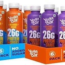 Yogabar Protein Shake Combo Pack | 26g Protein Milkshake with No Added Sugar | 12 Bottles, 250ml each (6 x Double Chocolate & 6 x Cold Coffee)-image-33
