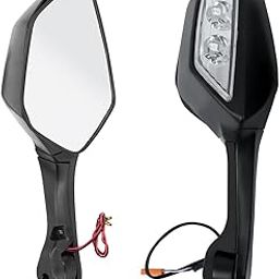 AUTOPOWERZ Abs Plastic Motorcycle Black Rear View Side Mirror With Led Turn Light R15 Mirror, 1Pc-23