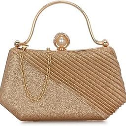 Black Handcrafted Beautiful Design Bling Box Clutch Bag for Girls-image-7