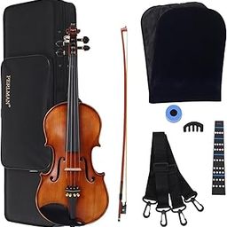 PERLMAN Classic 3/4 Violin With 1 Brazil Wood bow, Rosin, Hard Case, 1 Fingerboard Sticker, 1 Violin Mute (PM 94)-13