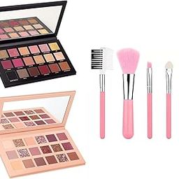 Zaduhik Multi Colors Matte Finish Shades, Glittery Shades 18 Colors Rose Gold Remastered Eyeshadow Palette and Nude Edition Eyeshadow Palette (High Pigmentation) (Rose,Nude + 5Pcs Pink Makeup Brushes)-27