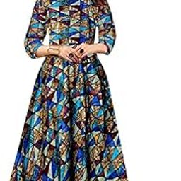 Women's Full Sleeves Fit and Flare Rayon Printed Long Gown (Free Size Upto XXL) Multicolour-picture-51