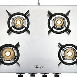GOLDEN SURYA Heavy Duty Forged Brass 4 Burner Manual Ignition Gas Stove | Heavy Stainless Steel Body-ISI Certified - 18 Months | 4 Burner Gas Stove (SEPLENDOR FORGED 4B)-image-69