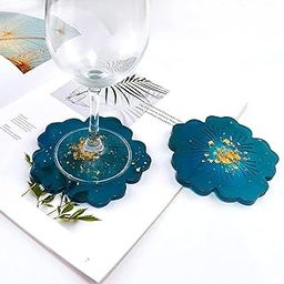 EKTA STATIONERY Resin Art Silicone Casting Moulds Epoxy Moulds Silicon JWELERY Moulds DIY Coaster Mold Design (Flower Coaster Round 4.7 Inch 6 mm Depth), White-17