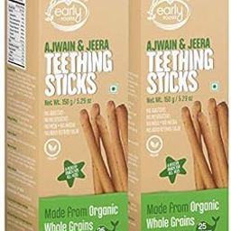 Early Foods - Pack of 2 - Whole Wheat Ajwain Jaggery Teething Sticks 150g X 2| Food Teether|Teether for kids-image-24