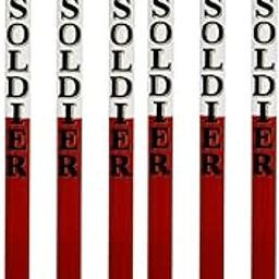 Super Solider in Double Color Heavy Cricket Wooden Set (Pack of 6 PCS + 4 BAILS) (Color - RED + White)-image-29