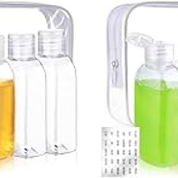 MAYCREATE® 8PCS Travel Bottle Kit for Toiletries 100ml Plastic Shampoo Bottles Set Transparent Flip Cap Refill Squeeze Leakproof Containers Lotion-13