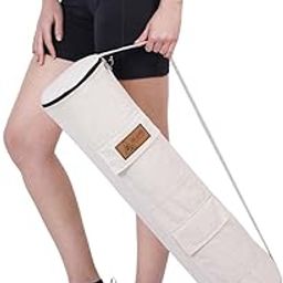 De Jure Fitness Yoga Mat Bag - Zipper Carrier with Adjustable Strap, Spacious Phone Pockets – Durable, Stylish & Washable for Men & Women, White Pack of 1-image-56