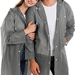 Waterproof Long Raincoat, Unisex Design, Hooded with Drawstring, grey, Snap Button Closure (pack of 1)-39