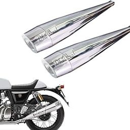 Dhe Best Bike Thufani Double/Dual Silencer Exhaust Filter Glasswool Chrome Compatible for RE Continental GT 650 Set of 2-15