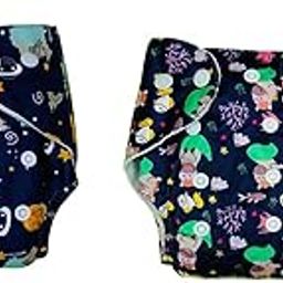 Kritiu Reusable Cloth Diaper Combo Pack | High Absorbent Washable Diapers | Dark Blue Diaper and Blue with Black Pad Diaper Pack of 2 (094)-image-80
