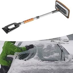 UJEAVETTE Extendable Ice Scraper Snow Cleaning Tool for Car Windscreen Vehicles Winter Orange-1