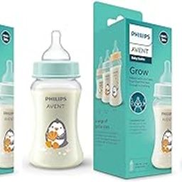 Philips Avent Grow- Economy Feeding Bottles | Anti-Colic | Easy Fill,Easy Clean|BPA Free | with 1M+ Flow Teat | Made in India | SCF061/02 (250ml, Pack of 2) (Penguine with Beach Ball)-image-28