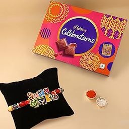 CraftVatika Designer Rakhi Gift for Brother Boy with Chocolate Combo, Swag Wala Bro Rakhi Set of 1 with Cadbury Celebration Pack Gift-image-82