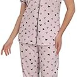 Cotton Printed Night Suit Set of Shirt & Pyjama for Women | Collar Neck, Half Sleeve & Relaxed Fit Pyjama Set | Stylish Night Wear Dress for Women | Size: S-2XL-image-66