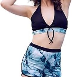Green and Black Front tie-up Padded Bikini Set-image-43