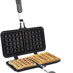 Non-Stick Double Rectangular Waffle Maker Pan - Manual Waffle Iron with Teflon Coating, PFOA Free, Aluminum Alloy, DIY Stove Top Belgian Waffles, Sandwich Toaster, Breakfast Baking Tool-10