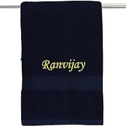 SAVRI Personalized Bath Towel with Your Name - Soft, Absorbent, and Stylish for Your Everyday Routine. Perfect for Everyday Use (Navy Blue)-11