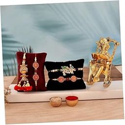Rakhi Gift for Brother Set of 4 Rakhis Rakhi for Brother and Bhabhi with Ganesha Gift Combo / Premium Unique Gifts hamper /Rakhi Gifts - Krishna Rakhi/Greeting Card/Lumba/ Rudraksh/Hamper (Ganesha)-42