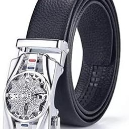 Men’s Formal & Causal Adjustable buckle to any place of the belt PU Leather Black Belt (YTP-1-BL-GLD)-image-37