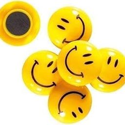 Prescent Smiley Round Shaped Multipurpose 12pc Magnet Set for Fridge, Notice Board, Crafts and More (30 mm, Yellow)-image-30