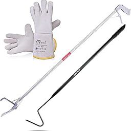 FAB TECH Combo | Long Arm Stainless Steel Heavy Duty Picker Tool | Fruit Picker Stick | Foldable Design with Anti-Cut Leather Gloves and Soft Grip Hook.-image-21