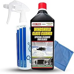 MAFRA Car Windshield Glass Cleaner Liquid (1L) Streak-Free Shine +500ml Empty Flacone Heavy Duty Car Detailing Spray Bottle+ MANMACHINE Microfiber 350gm Blue Glass Towel(40x40cm)-image-31