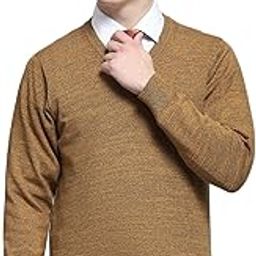 Mens Solid Yellow V Neck Full Sleeve Pullover_1240550VN-475-image-48