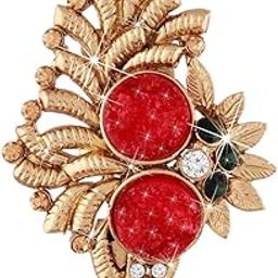 Gold Plated Traditional Red Stone Designer Brooch SM10R-image-31