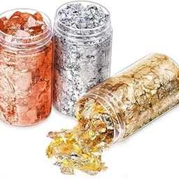 GSWC Gold & Silver Flakes & Rose Gold Flakes - 3 Pieces for Decoration, Party Celebrations, Crafts, Nails Art, Resin, Mould DIYs - Pack of 1-image-77