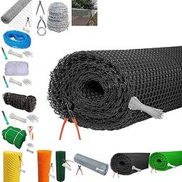 TAVASYA UV Stabilized Anti Bird Net_Tree Guard Net_Garden Fencing Net_800 GSM_PVC Virgin HDPE_3.3 Feet Height X 5 Feet Length_Black_ with 1 Cutter and 50 PVC Tags TVSY49-17