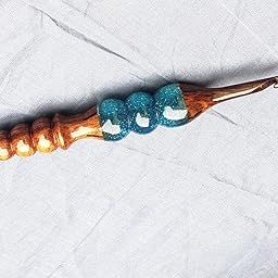 Wood and Resin Mixed Crochet Hook7 inch with Beautiful Color/Wooden Crochet Needle - Wooden Ergonomic Soft Handle Crochet Hooks Knitting Needle/Best Gift(10MM)-picture-20