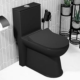 Plantex Platinum Ceramic S Trap Western Toilet/Western Commode/Rimless Washdown Flush for Toilet/Commode with Soft Close Toilet Seat Cover (Black)-image-55