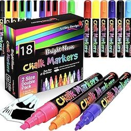 18 Classic Neon Chalk Markers, Twin Pack of Fine Point & Reversible Liquid Chalk Markers, Wet Erasable, Menu Boards, Glass, Windows, Whiteboards, Classrooms,-image-69