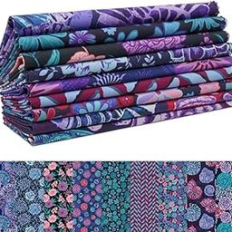 Soimoi 9Pcs Cotton Fabric Bundles 18 x 22 Inch, Quilting Patchwork Squares Sewing Fabrics for DIY Handmade Crafting Home Decor, Fat Quarters Fabric Pre-Cut Quilt Squares - Mystic Bloom Collection-image-2