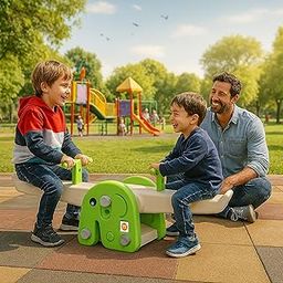 Children's Seesaw with Smooth Rounded Edges, 130cm Length, Green and White, Age 36+ Months-image-0