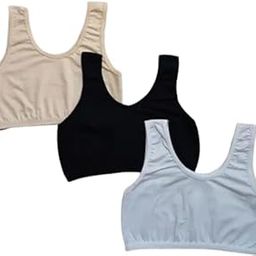 Women's Cotton Sports Bras, Pack of 3, Nude, Black, White Regular, Slim Girls, multiicolre (in, Cup Band, Free Size, Free Size, B, 34, Regular, Standard, Multicolore)-image-24
