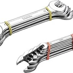 AGRICO TATA DOE Double Ended Wrench/Spanner Set | Heat Treated | Size - 6 X 7-30 X 32cm | For Home And Industrial Use | (Set of 12, Grey)-19