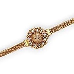 Gold Plated Kundan Floral Baju Bandh Armlet for Women | Traditional Bajuband Armband Bracelet | Upper Arm Cuff Band Jewellery for Women & Girls-image-18