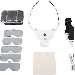 LED Head Magnifier, Rechargeable Usb Head Magnifying Glasses with 4 Led, 1X to 3.5 Adjusted Magnifying Glasses for Close Work Jewels, Reading, Crafts-image-42