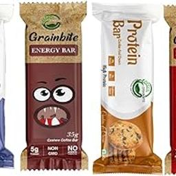 GRAINBITE Protein Bar Blueberry Blast (Pack of 2) and Energy Bar Cashew Coffee (Pack of 2) and Protein Bar Cookie and Cream (Pack of 2) and Energy Bar Joy Berry (Pack of 2) (385gm, Combo of 8)-image-85