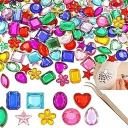 DIY Crafts 170 Pcs, Random Sizes, Gems Jewels Acrylic Flatback Rhinestones Gemstone for Arts and Crafts Jewels, Shapes, 10-15mm(170 Pcs, Random Sizes)-image-1