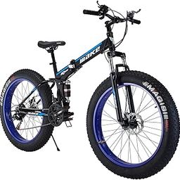 Make Foldable Fat Mountain Sports Bike with 26X4 Inch Tyres and 21 Speed Shimano Gears,Dual Hydraullic Suspension and Dual Disc Brakes for Adults-image-28
