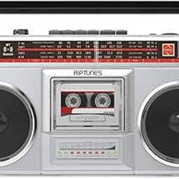 Riptunes Boombox Radio Cassette Player Recorder, AM/FM -SW1/SW2 Radio, Wireless Streaming, USB/Micro SD Slots, Aux in, Headphone Jack, Convert Cassettes to USB/SD, Classic 80s Style Retro, Black-14
