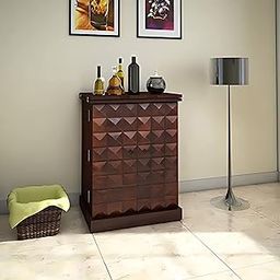 Wooden Bar Cabinet for Home Rack Hard and Soft Drinks Drawer Storage Solid Sheesham Wood Bar Cabinets for Living Room Wine Wisky Scotch All Type Drinks Honey Oak Finish-image-61