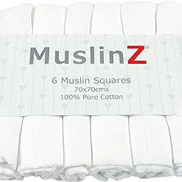 MuslinZ White Baby Muslin Cloths, Baby Burp Cloths, Baby Muslins, Baby Diaper Cloths, 100% Pure Cotton, Newborn Baby Essential (6 Pack - 70x70cms)-image-21