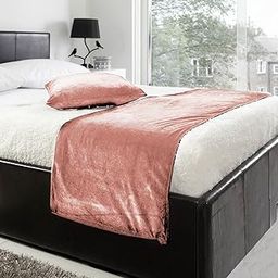 Luxury Velvet Bed Runner Set | Scarf | Throw | with 2 Cushion Cover for All Bed Sizes (Carnation, QUEEN-19.6X 76 inch)-image-5