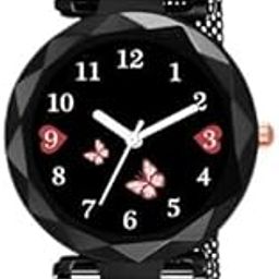 Queen Round Dial Magnetc Strap Analog Gold Watch for Girls_2444-picture-30