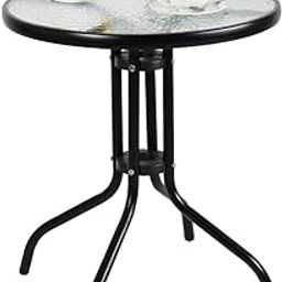 Spacepanda Wetiny Round Table (800 Dia) in MS Powder Coated Steel & Top Glass for Indoor, Outdoor, Backyard, Patio, Deck, Lawn, Balcony in Grey Finish-image-35